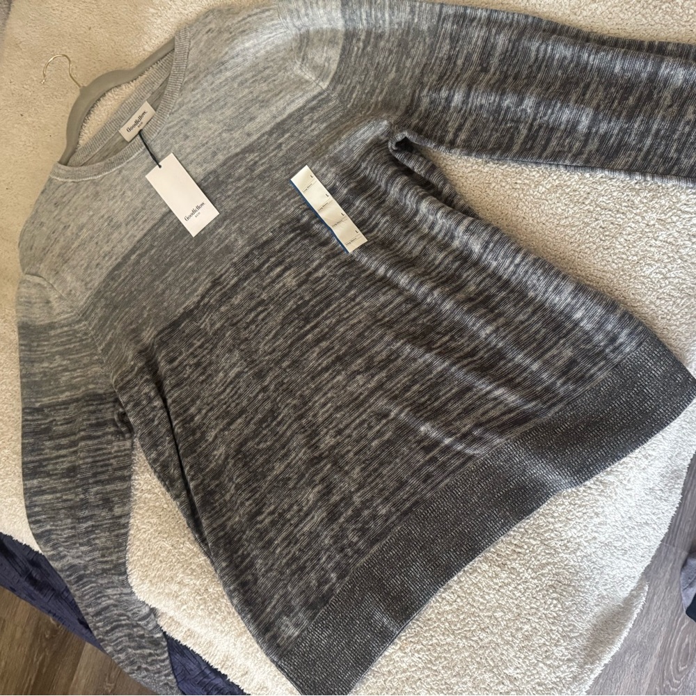 Men’s Goodfellow & co Gray Gradient ombré pullover crew cotton Sweater NWT